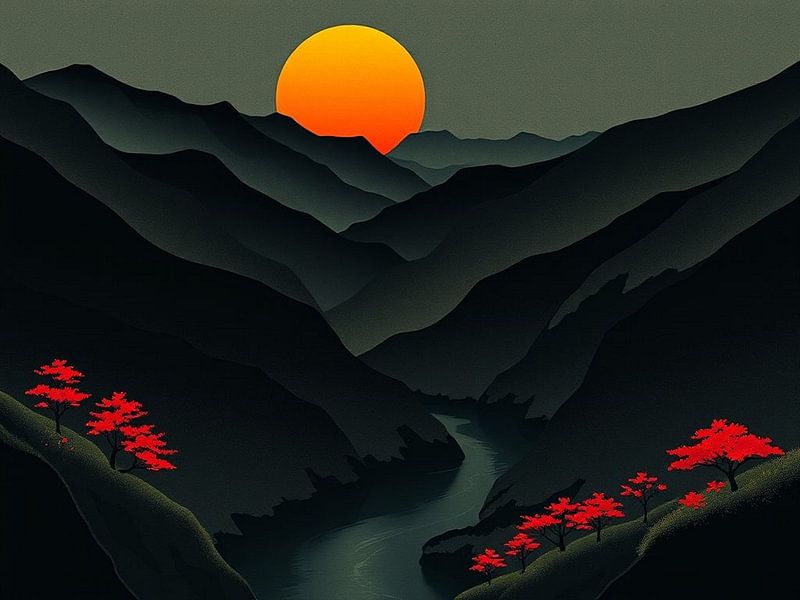 Coucher de soleil sur des vallées mystiques par Artistic