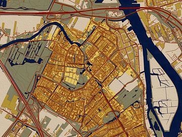 Carte de Hendrik-Ido-Ambacht dans le style de Gustav Klimt sur Maporia