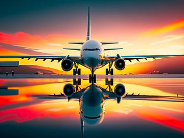 Plane with sunset by Mustafa Kurnaz