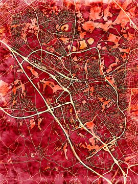 Map of Heerlen with the style 'Amber Autumn' by Maporia