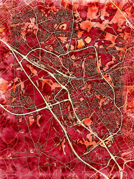 Map of Heerlen with the style 'Amber Autumn' by Maporia