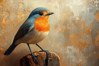 Vogel auf Holz in warmen Erdtönen