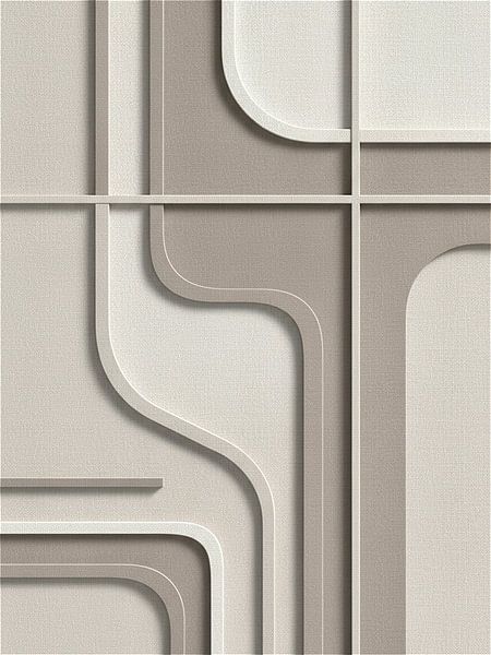 Art minimal : Formes abstraites sur lin beige/taupe par STUDIO MINIMAL ART