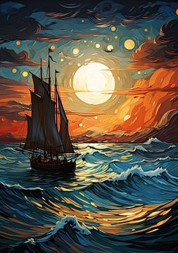 Sailboat Sea Ocean Nautical Maritime Sailing Poster by Niklas Maximilian