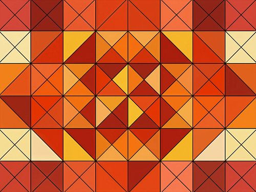 Geometrisch abstract kunstwerk in warme herfsttinten