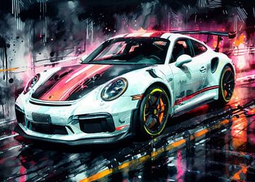 Porsche 911 GT3 RS White with Black Stripes by MIROKKU