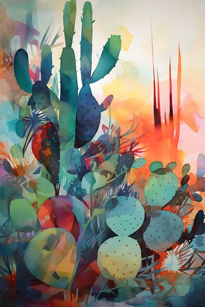 Abstracte Cactussen van NJ Midnight Studio