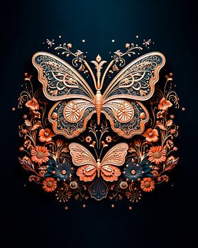 Ornate Butterfly with Flowers. by Roman Robroek - Photos of Abandoned Buildings