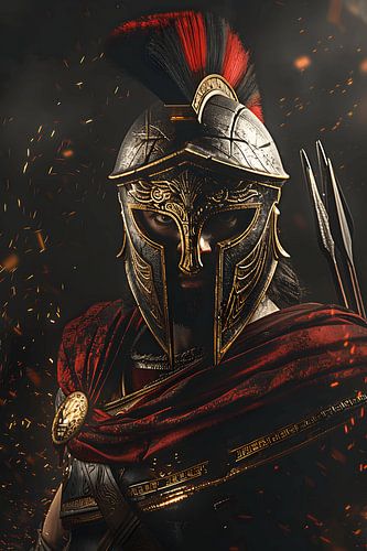 Spartan hero with trident