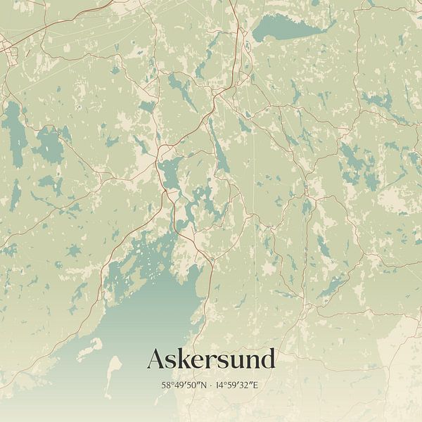Vintage map of Askersund, Sweden. by Prints of Place