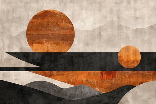 Minimalistische abstracte zonsondergang met kleurcontrast