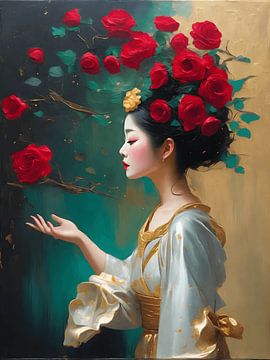 Geisha in bloom van Jolique Arte