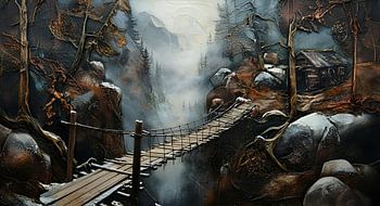 Mountain hut by a gorge