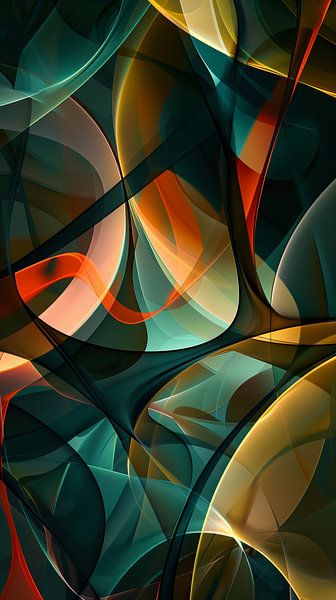 Abstract Retro Painting with Curved Shapes by artefacti