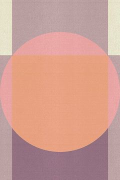 Abstracte geometrische kunst in pastelroze, lila, wit van Abstract Minimalist Art