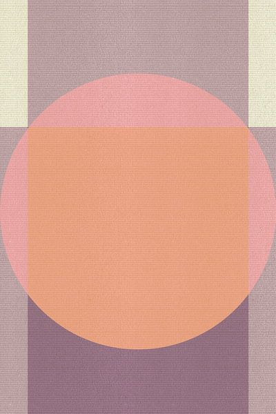 Abstrakte geometrische Kunst in Pastellrosa, Flieder, Weiß von Abstrakte minimalistische Kunst