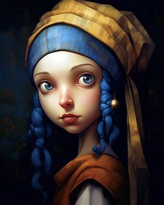 Girl with a Pearl Earring Cartoon by Jacky