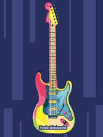 De Guitaris Jimi spelen gitarist Fender Stratocaster in de beste pop-art poster