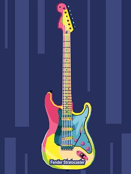 De Guitaris Jimi Hendrix spelen gitarist Fender Stratocaster in de beste pop-art poster van miru arts