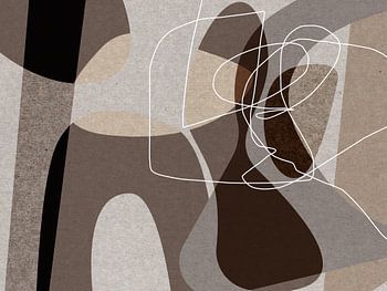Abstract organic shapes and lines in warm brown