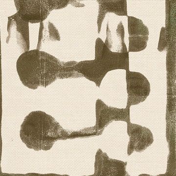 Abstract monotype shapes in brown and white by Dina Dankers