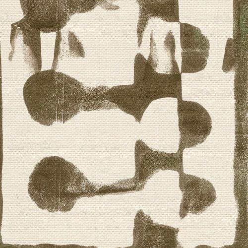 Abstracte monotype vormen in bruin en wit