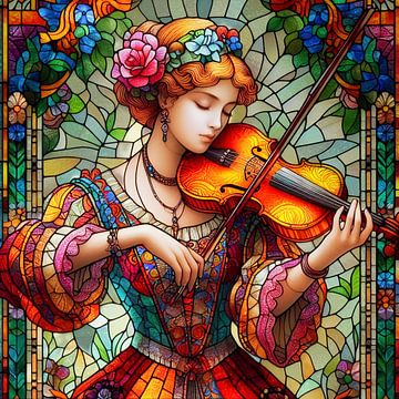 Stained glass violinist