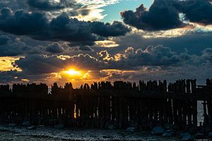 Wattenmeer, Moddergat, Friesland, Sonnenuntergang von Frank Slaghuis