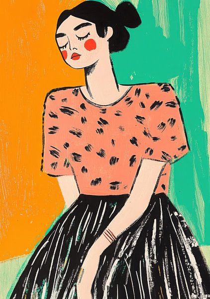 Femme assise sur fond coloré par Niklas Maximilian