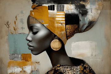 Golden Daydream, modern and abstract portrait