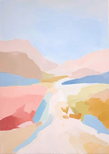 Road to Lake George - Minimalistische pastelkunst