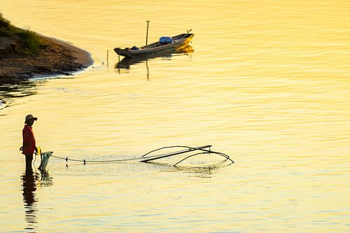 Zonsondergang op de Mekong