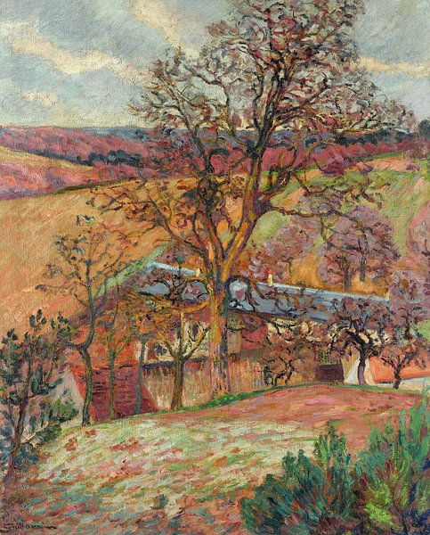 Armand Guillaumin,Farm and trees in Saint-Cheron by finemasterpiece