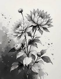 Monochrome bloemen van Artistic