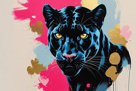 Black panther with neon splashes by Art & Soul Creations