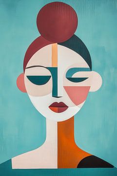 Abstract portret van een vrouw in kleuren van Poster Art Shop