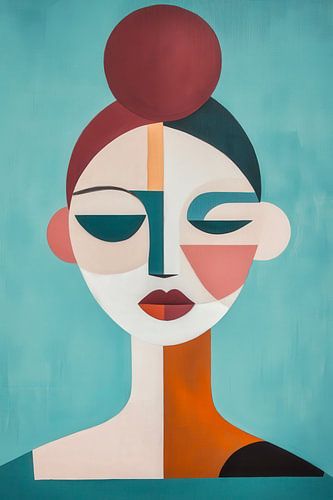 Abstract portret van een vrouw in kleuren