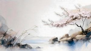 ZEN Japanische Landschaft in Aquarell