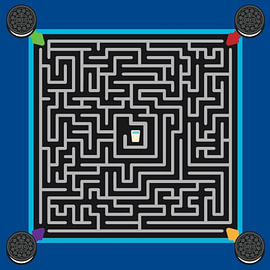 Labyrinth aus quadratischen Keksen und Milch von Petrus Jakub