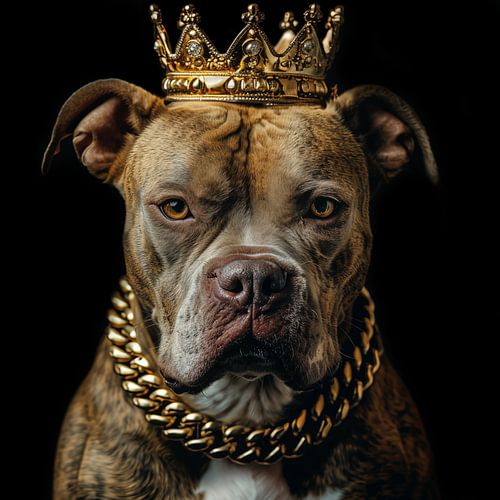 Pitbull koning met kroon