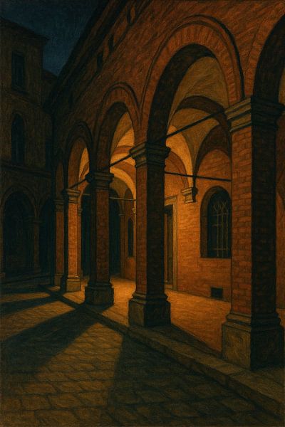 Bologna Twilight Arches – Golden Stillness Beneath the Porticos by Travel Shop