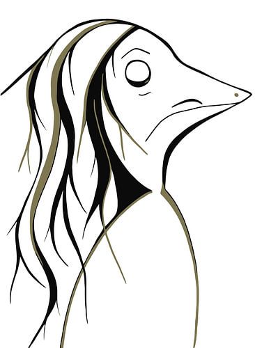 Mysterious - wezen met lange snavel en lang haar