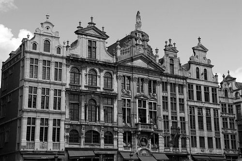 Brussel - Grote Markt. Kenmerkende panden in zwart-wit