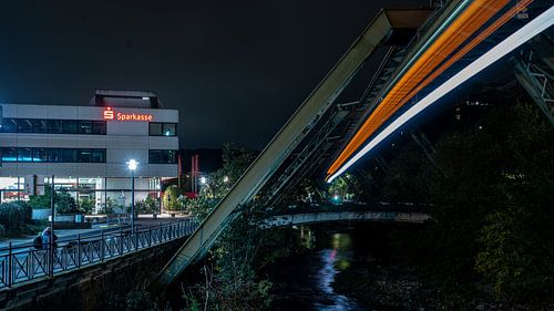 Suspension railroad Wuppertal at night