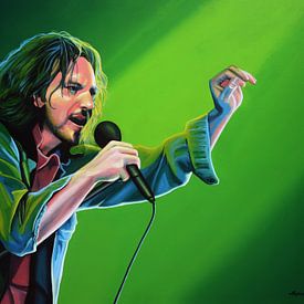 Peinture d'Eddie Vedder de Pearl Jam sur Paul Meijering