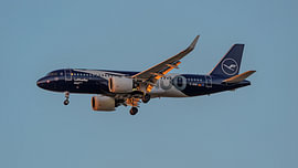 Lufthansa-Airbus A320neo mit der Lackierung zum 100-jährigen Jubiläum.