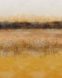 Abstrakte minimalistische Landschaft in gelb, braun, beige, weiß von Dina Dankers