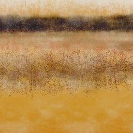 Abstrakte minimalistische Landschaft in gelb, braun, beige, weiß von Dina Dankers