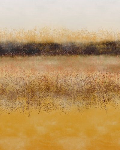 Abstract minimalistisch landschap in geel, bruin, beige, wit (gezien bij vtwonen)