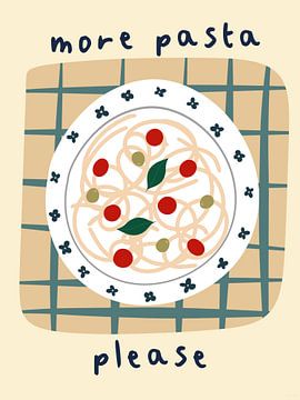 More pasta please – vrolijke keuken poster van Romy Smit